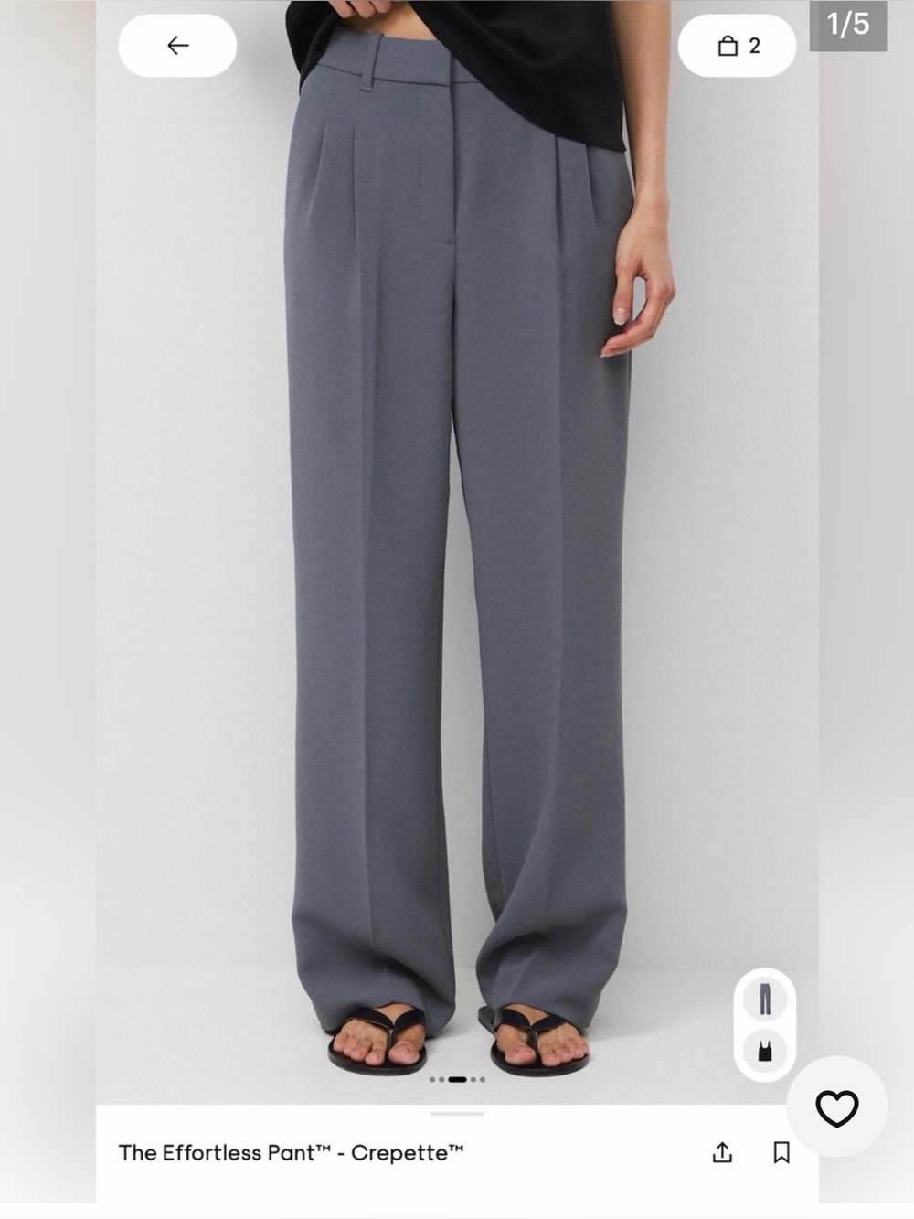 Aritzia Wilfred Crepette Effortless Pant Dark Gray sz 0